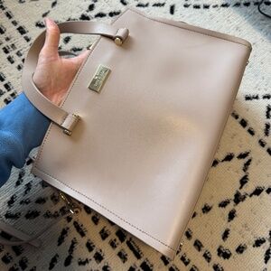 Kate Spade Arbour Hill Caley Almond & Pink Leather Handbag Tote Shoulder Bag